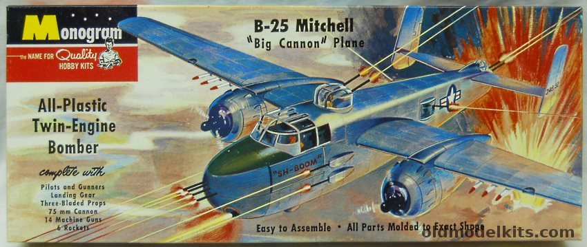 Monogram 1/70 B-25 Mitchell Big Cannon Plane - Four Star Issue, PA7-98 plastic model kit